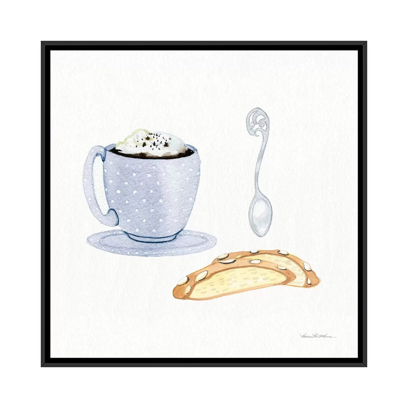 «Coffee Break IX», reproduction sur toile tendue, H 26 po x l 26 po x P 1,5 po, Toile avec cadre noir, Pas de tapis
