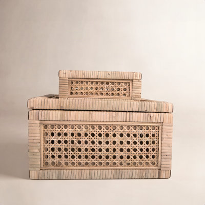 Edelie Woven Cane and Glass Box