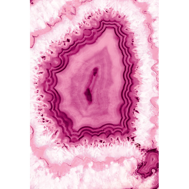 Géode rose - peinture sur toile tendue, H 36 po x l 24 po