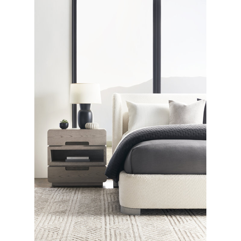 Form 2 - Drawer Solid Wood Nightstand, Dove Gray