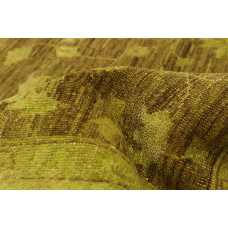 Tapis unique brun vibrant noué à la main 6 pi 6 po x 7 pi 10 po