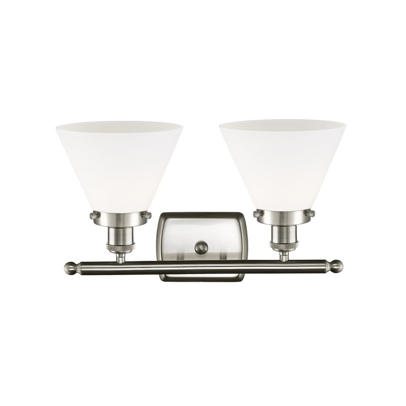 Éclairage pour meuble-lavabo à 2 lumières 18 po Ballston Urban Cone, DEL, Blanc mat, Nickel satiné brossé