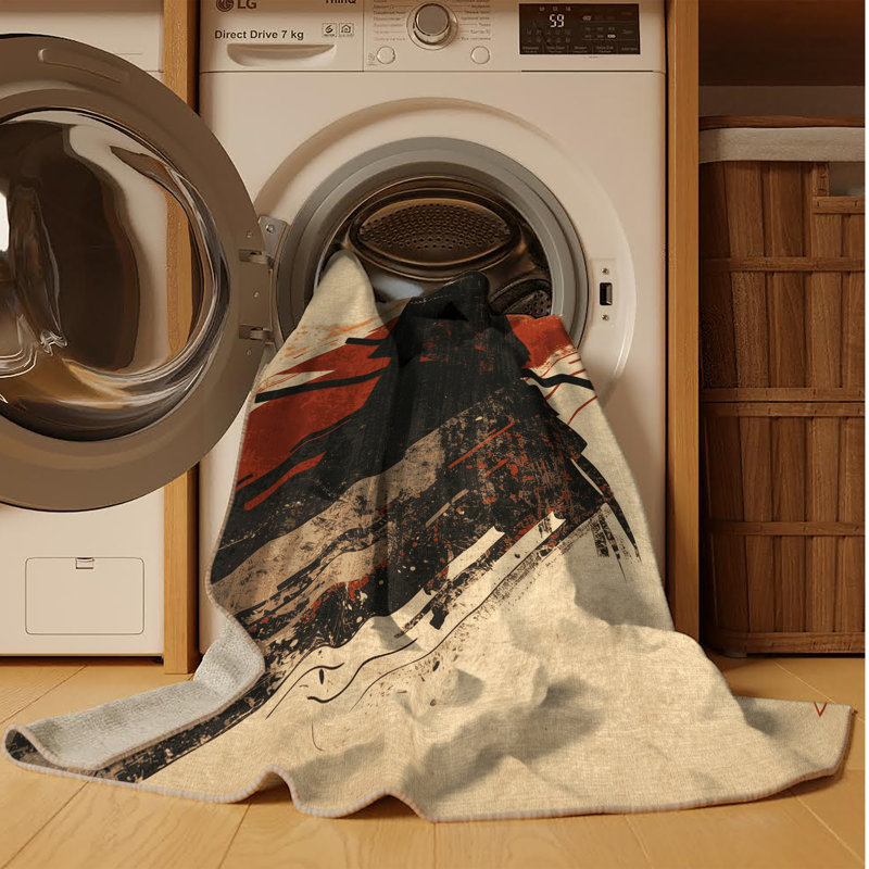 Tapis rustique moderne lavable à la machine Cilegon Ronin, 3 X 5