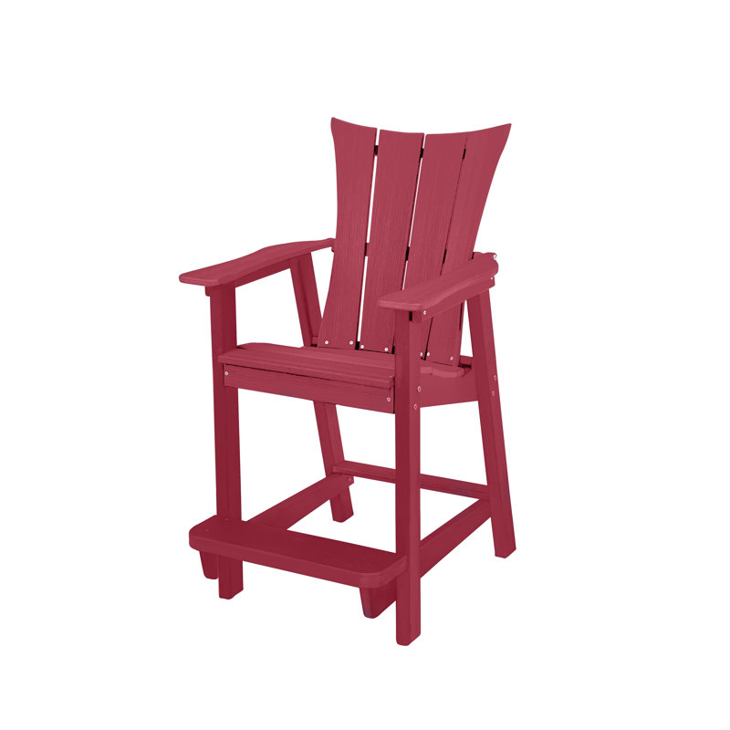 Bonifacio Poly Adirondack Bar Stool Chair, 26" Counter Height, Cranberry