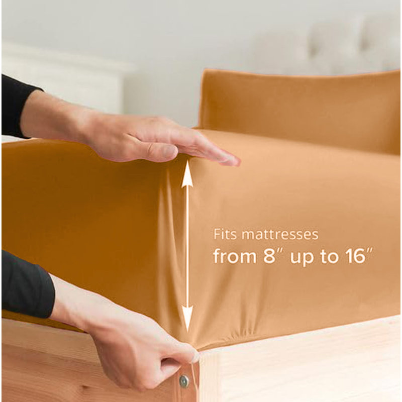  Premium Luxury 4 Piece Rayon from Bamboo Sheet Set, Twin Sheet Set with 2 Pillowcases, Sand Dunes