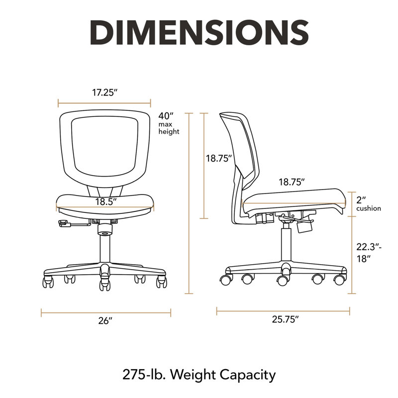 HON Volt Task Chair, Center Tilt, No