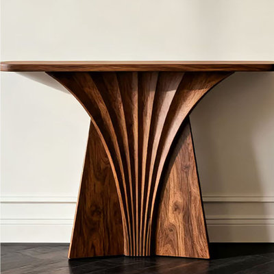Italian-style minimalist wooden entrance table