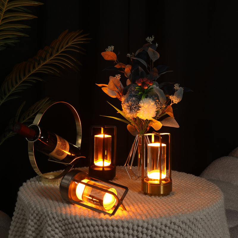 6.9'' Battery Powered Integrated LED Outdoor Table Lamp, Gold