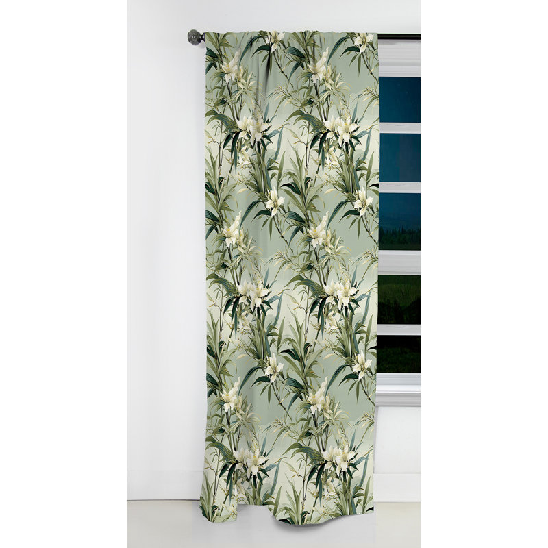 Bambou fusion motif tropical II - rideau floral - rideau occultant en velours floral - 1 panneau, L 52 po x L 108 po