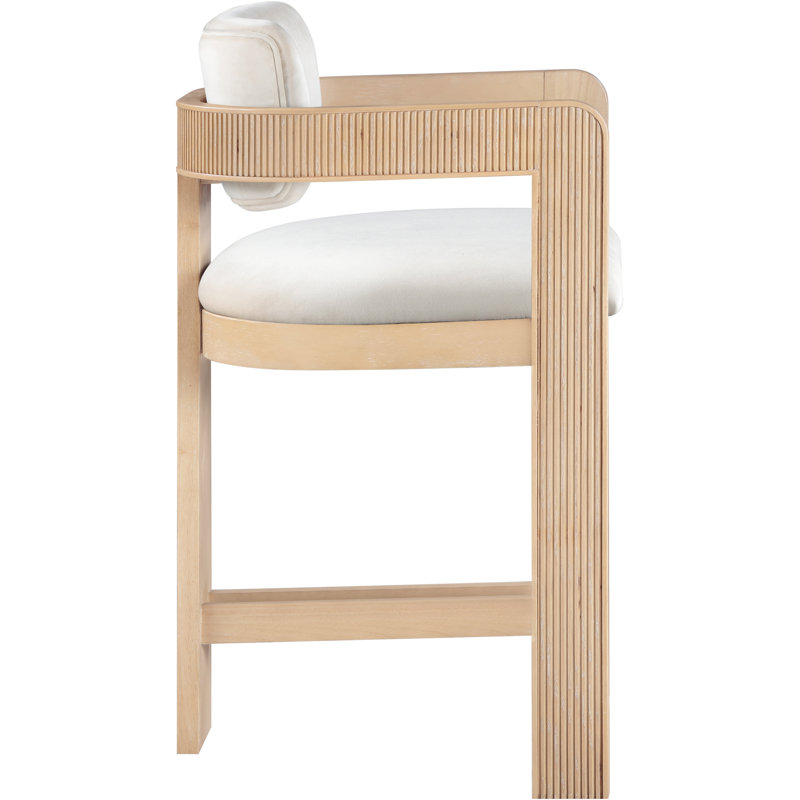 Tabouret rembourré Sacha Howley, Velours, Naturel, Cream