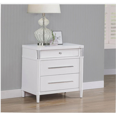 3-Drawer Nightstand With Felt Lined Top Drawer, White