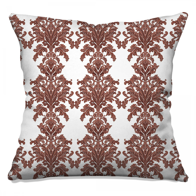 Coussins décoratifs à motif damassé brun, 16 x 16 inches