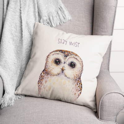 Housse de coussin carrée « stay Wise Owl »/insert