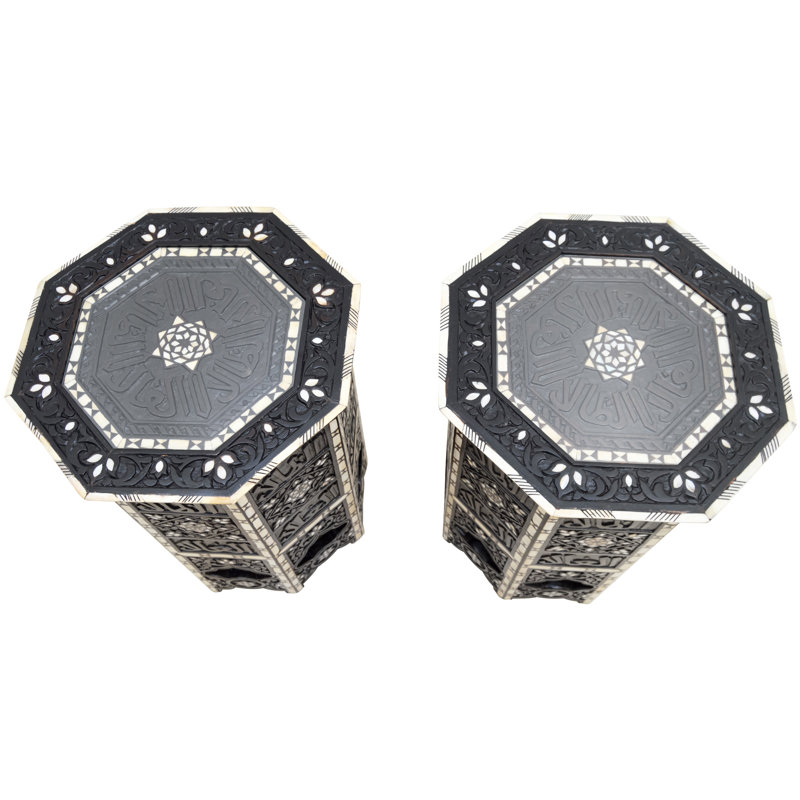 Syrian Glass End Table, Black
