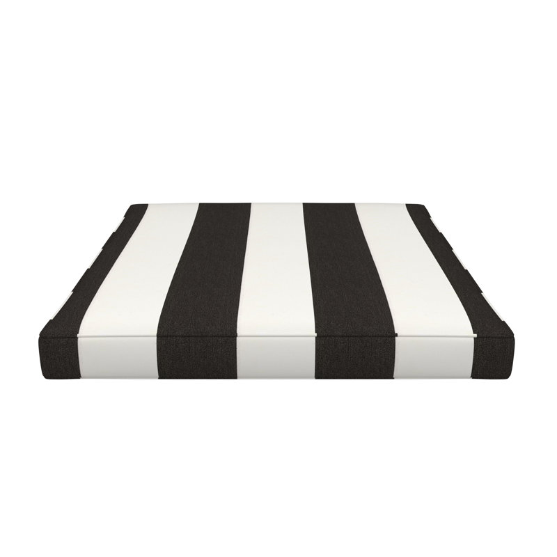 Coussin de siège pour repose-pieds Sunbrella®, Cabana classique à rayures noires Sunbrella®, 20 po x 22 po