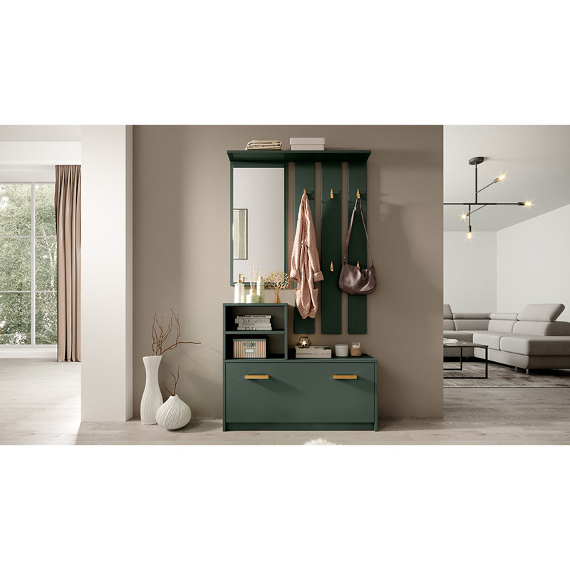 Adrea Hall Tree with Shoe Storage, Bottle Green