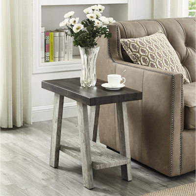 Table d'appoint contemporaine avec piètement en noyer vieilli et gris