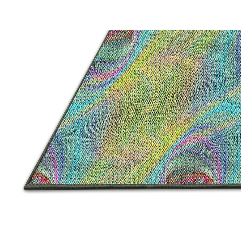 Tapis à motifs bleu / jaune, Rectangulaire 2 pi x 4 pi