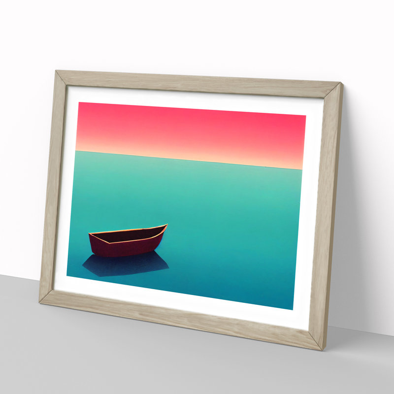 XH1022-6064X Modern Boat Vol.1 - Single Picture Frame Print, 25cm H x 34cm W x 2cm D, Oak