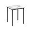 3 tables modernes avec dessus en stratifié en marbre blanc et base en métal 3 pièces, aspect marbre et noir