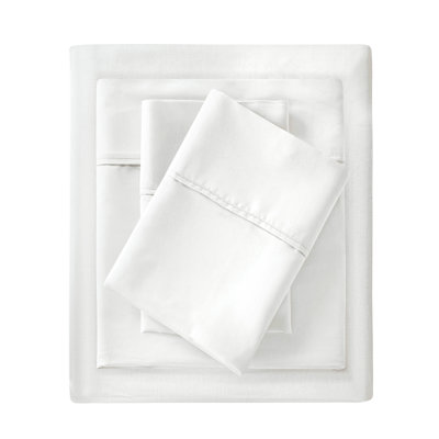 1500 Thread Count White Cotton Blend 4-Piece Queen Sheet Set