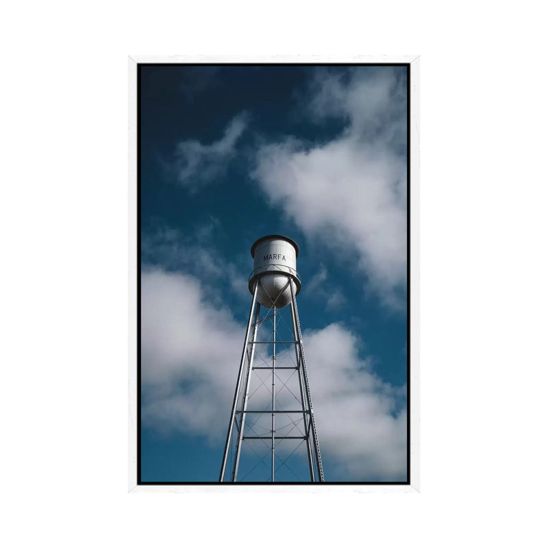 Marfa Water Tower 1 Piece Wall Art on Canvas, 66.04cm H x 45.72cm W x 3.81cm D, White Framed