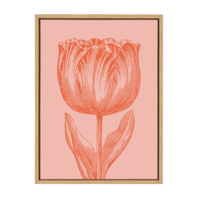 «Tulip in Pink and Orange» par Apricot + Birch, reproduction d'art sur toile encadrée