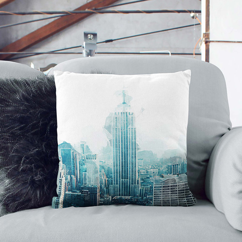 Empire State Building in New York in Abstract Cushion with Filling, 40cm H x 40cm W x 15cm D