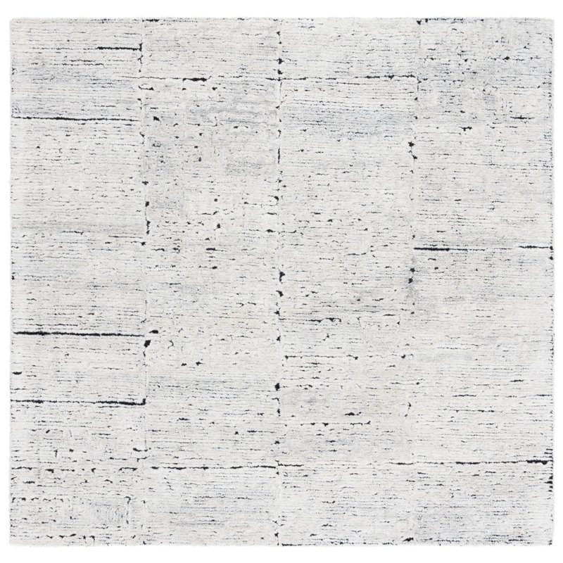 Anindita Hand Tufted Wool/Cotton Rug in Black/Ivory, Square 6"