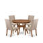 L'ensemble de table de cuisine 5 pièces contient une table de salle à manger en bois et 4 chaises de salle à manger en tissu de lin brun clair avec dossier rembourré - noyer antique-1224853808-1224684152