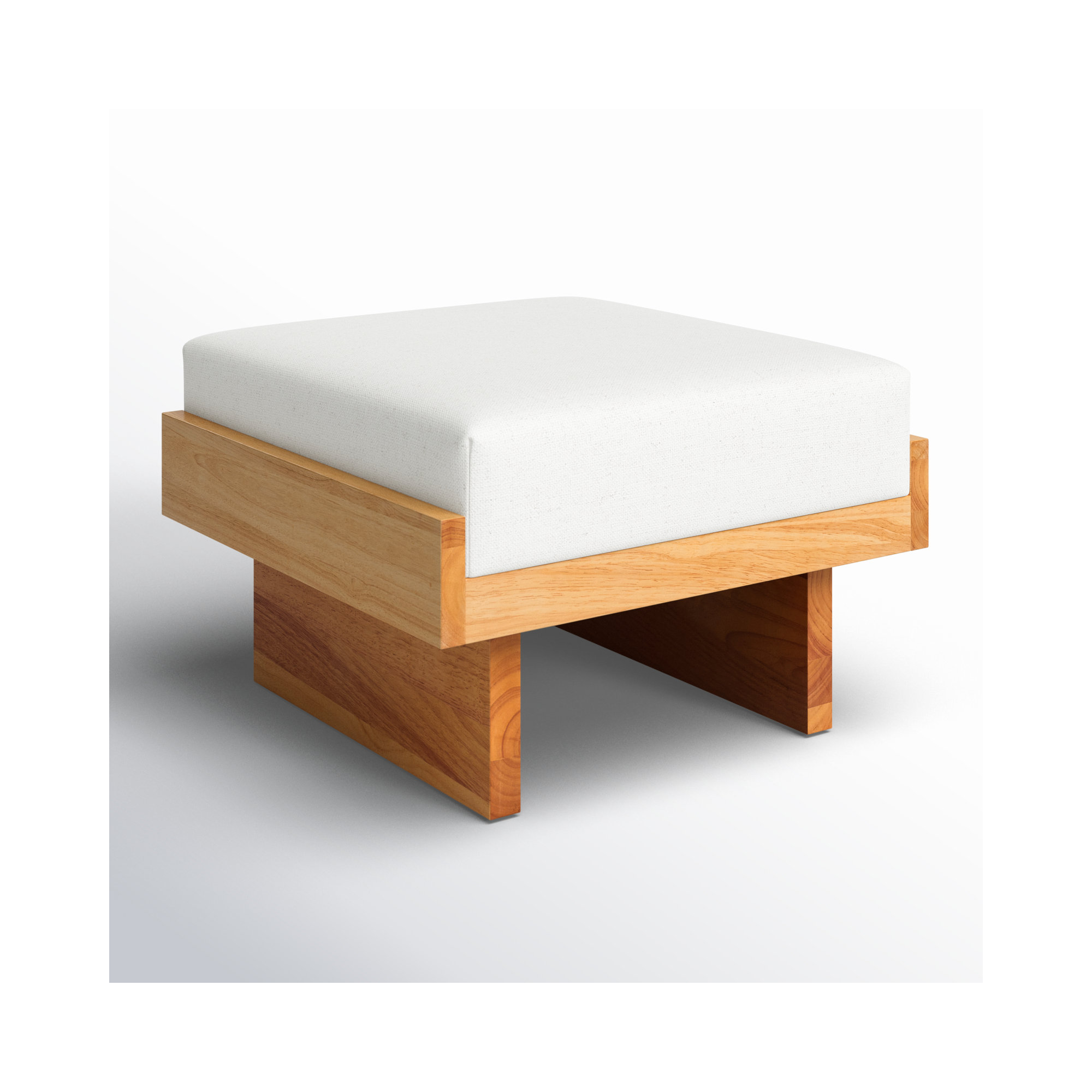 Robbie Upholstered Ottoman, Ivory Linen