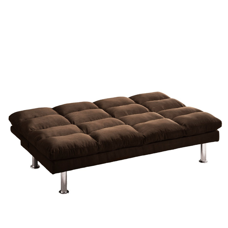 Dark Brown Contemporary Microfiber Futon With Legs And Extra Support That Converts To Bed Smoothly, 67 In Width Vibe Brown, Base Leg Support, Fast, 67"W