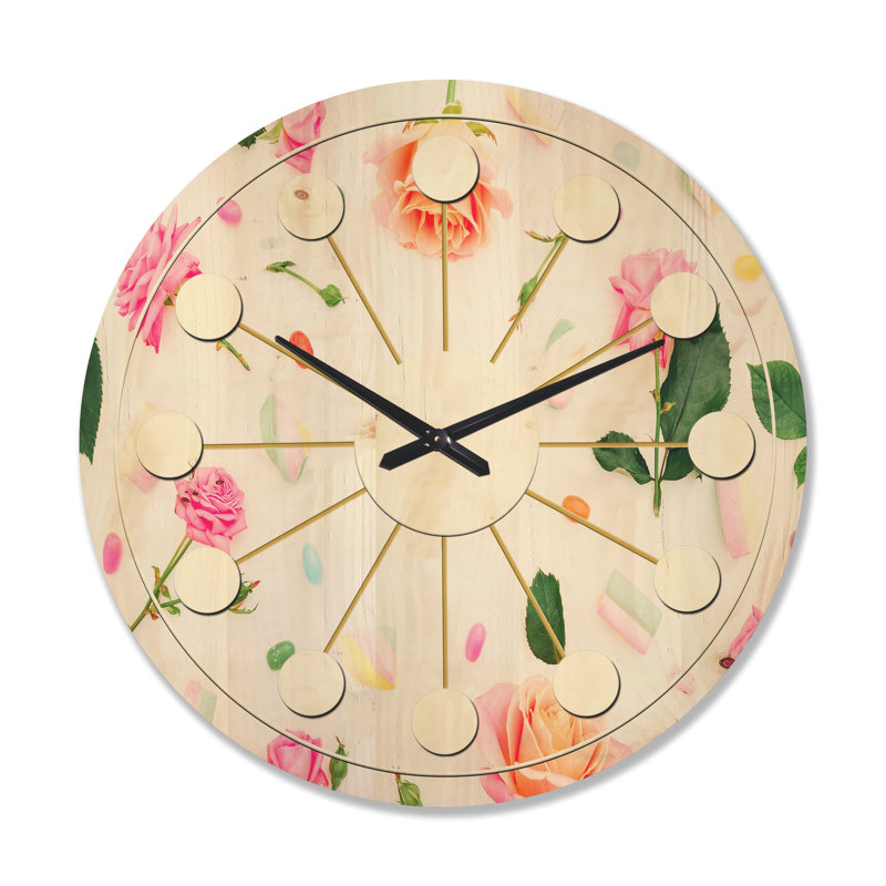Horloge murale en bois Floral Botanical VI, Grand
