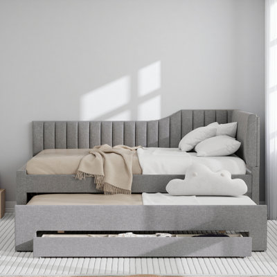 Upholstered Daybed With Trundle And Three Drawers