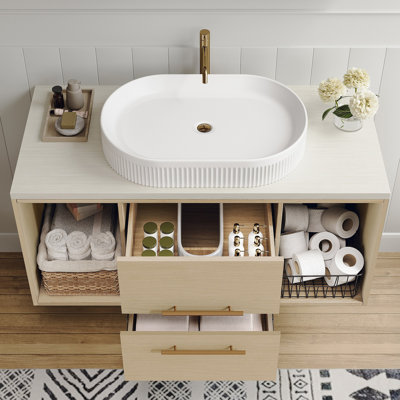Meuble-lavabo mural moderne 39,3 po avec meuble-lavabo flottant en céramique massif