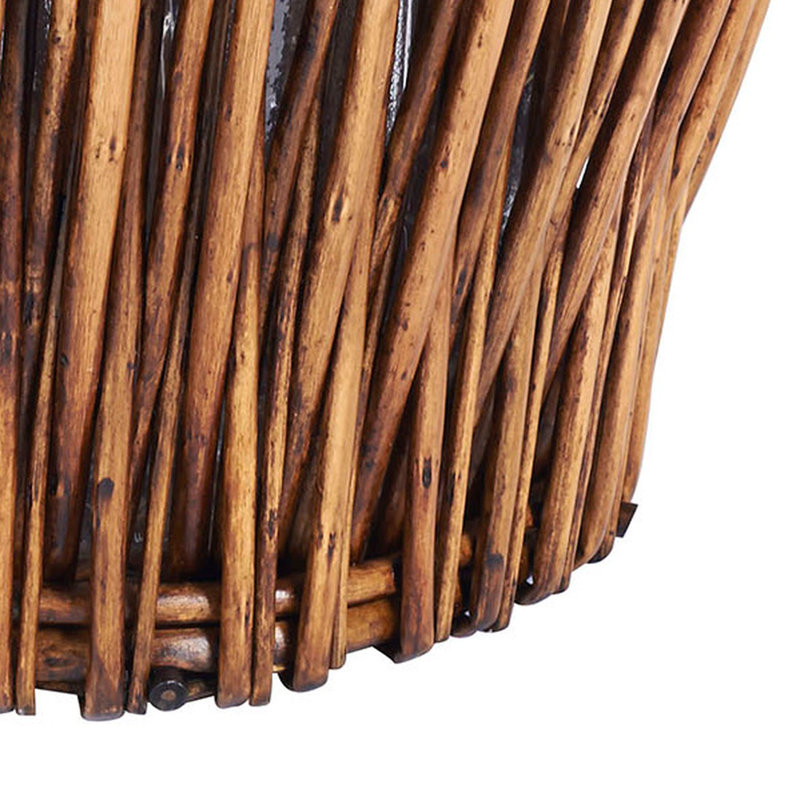 Small Handwoven Willow Waste Basket with Removable Liner Rich
