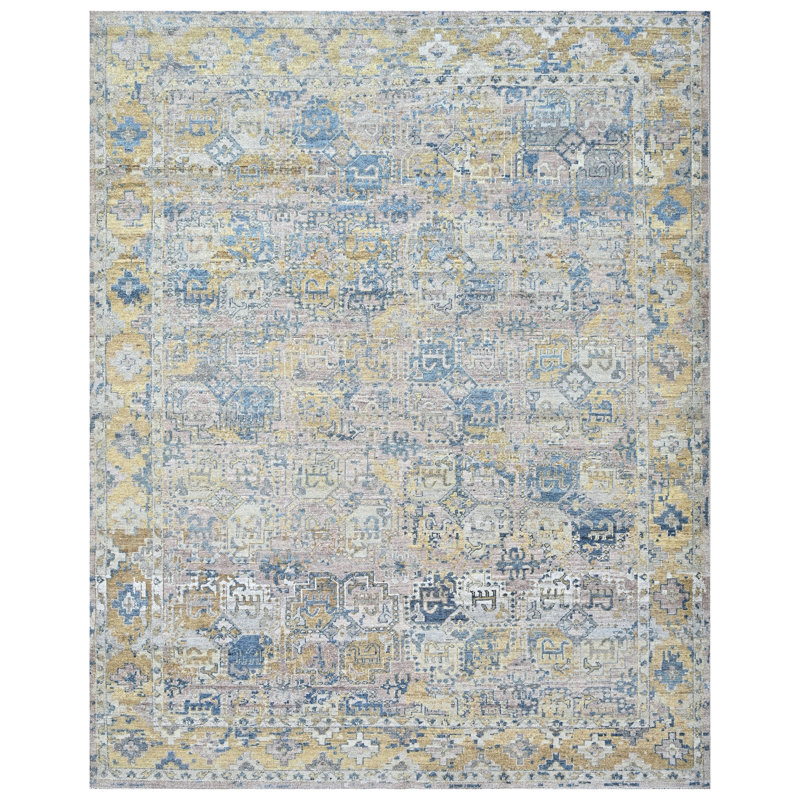 Tapis rectangulaire en laine noué à la main, Rectangle de 5 pi x 8 pi