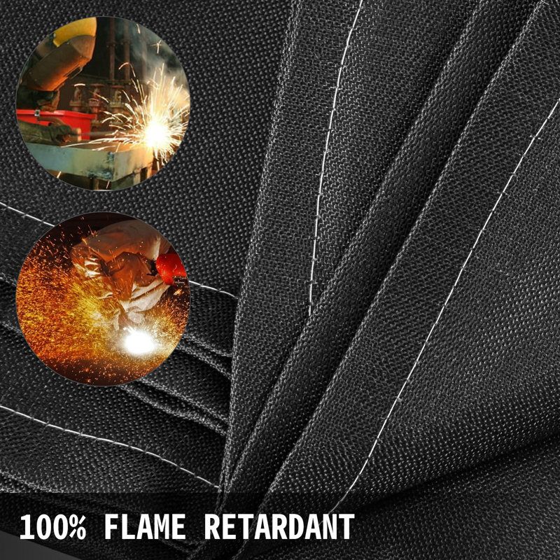Couverture de soudage 6 x 10 pi en fibre de verre noire, L 15,75 po x l 16,14 po