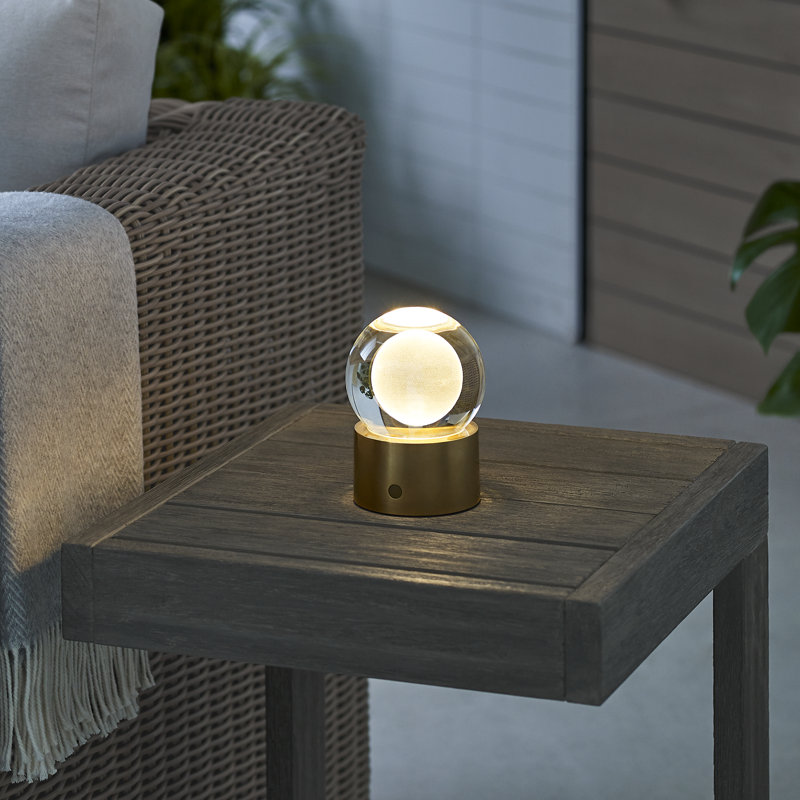 Mina Accent Rechargeable Table Lamp, Natural Brass