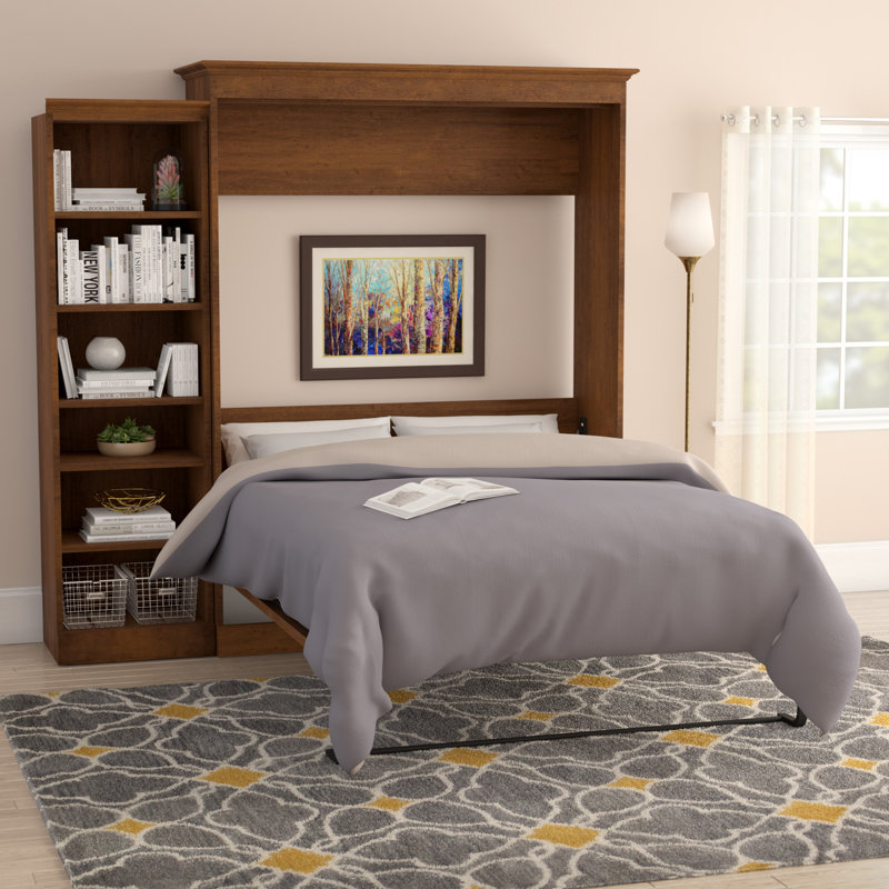Lit escamotable avec rangement Alvaretta, Blanc, Grand