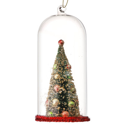 7.5" Deco Tree In Glass Dome Ornament