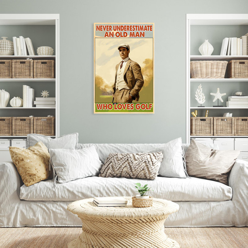 An Old Man Who Loves Golf - Reproduction d'art graphique sur toile tendue 1 pièce, H 14 po x l 11 po