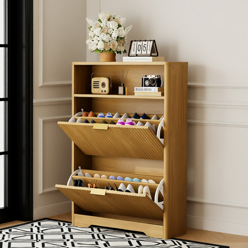 Shoe Cabinet Storage for Entryway Hidden Shoes Storage Cabinet with 3 Flip Drawers, Tall Free Standing Shoe Organizer Rack for Foyer