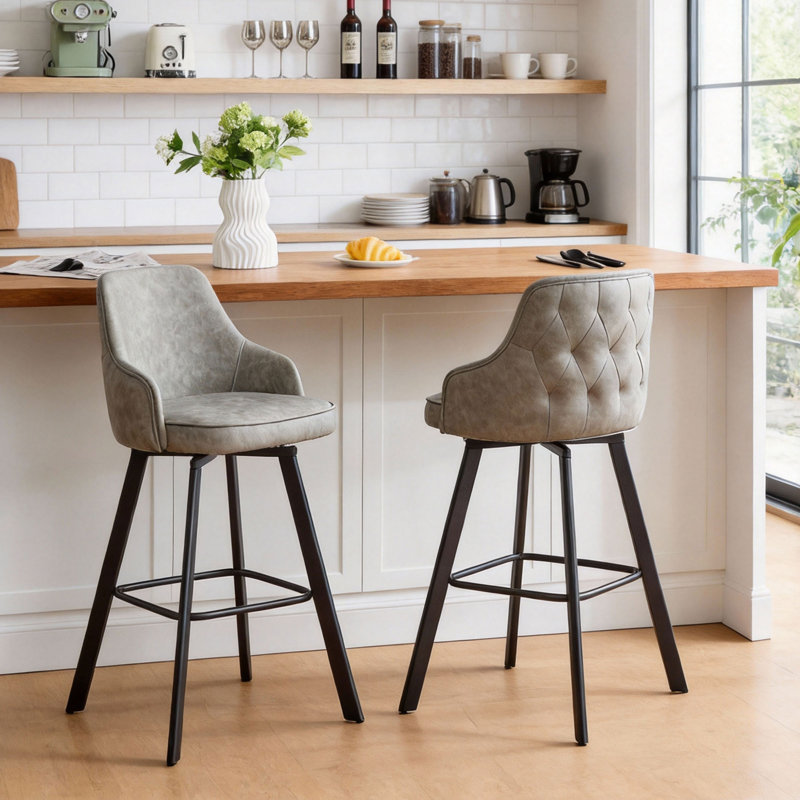 Tabourets de bar pivotants rembourrés à dossier haut (lot de 4), 4, Tabouret de bar (siège d’une hauteur de 30 po)