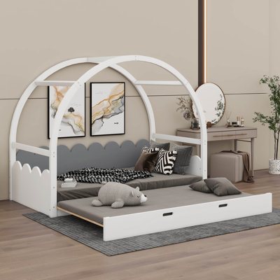 Kadmiel Twin size stretchable vaulted roof bed, children's bed pine wood frame -  Red Barrel StudioÂ®, 08E26C45C5D44A86845567C40119FAA0