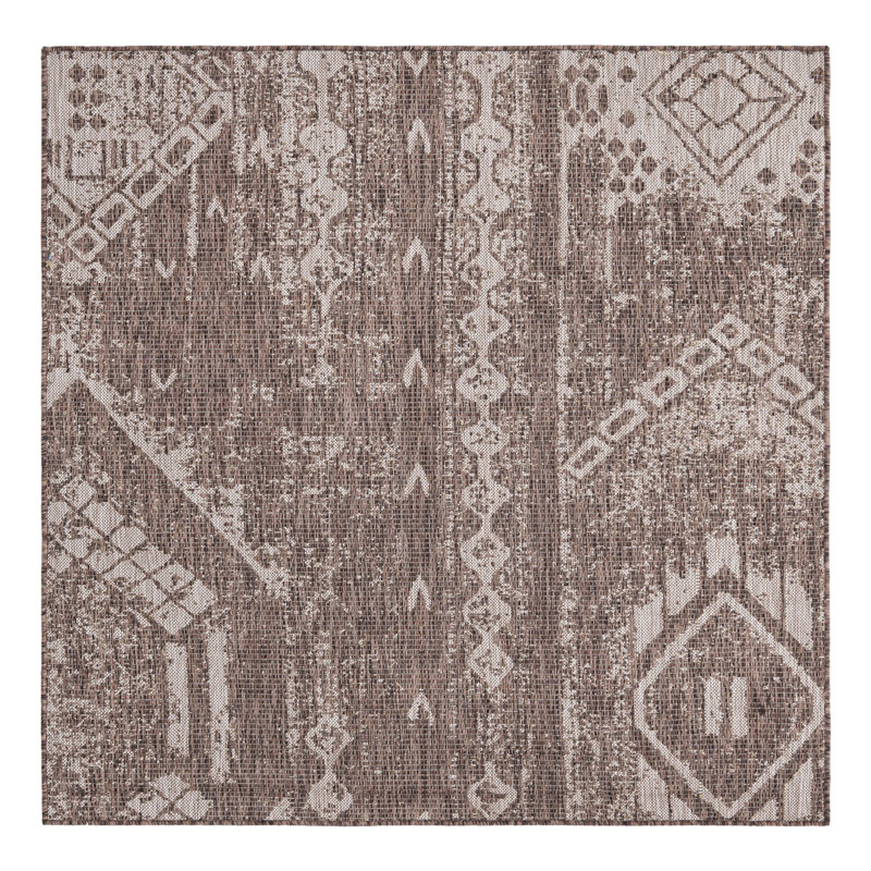 Brison Geometric Indoor / Outdoor Rug, Square 5'3"