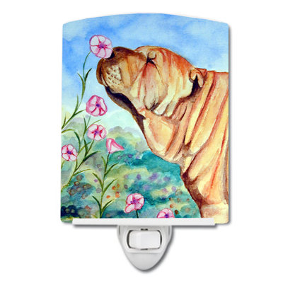 Shar Pei Smell the Flowers Ceramic Night Light