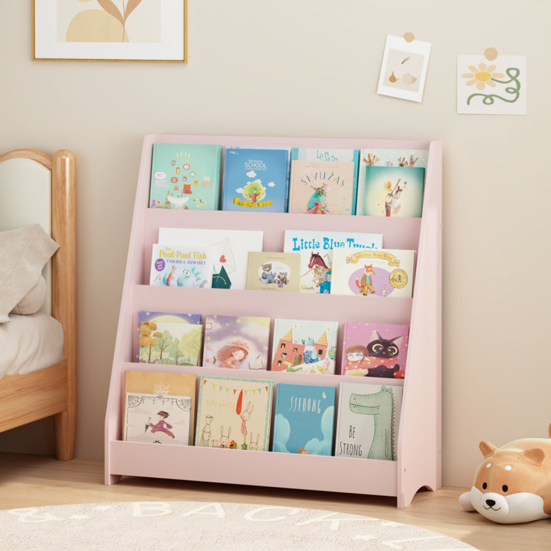 Organisateur de livre pour enfant en MDF à 4 niveaux, Pink