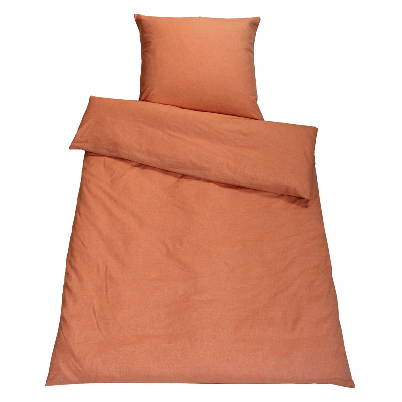 Aristeu Solid Colour Duvet Cover Set with Pillowcases, Single - 1 Pillowcase (80 x 80 cm), Rusty Red