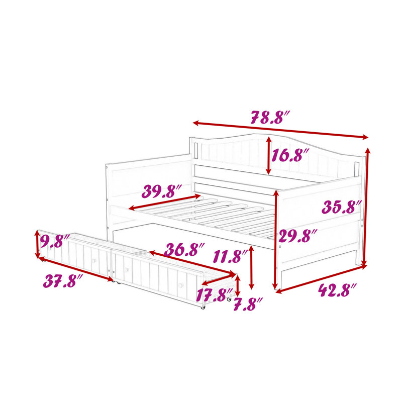 Twin Wood Daybed with Sturdy Frame and Dual Storage Drawers, Gray